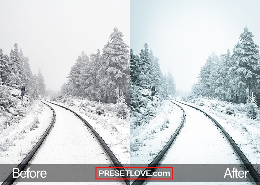 Snow-covered railroad tracks