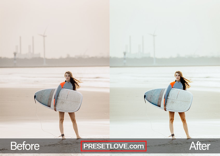 A cool film photo of a woman carrying her surfboard in the beach