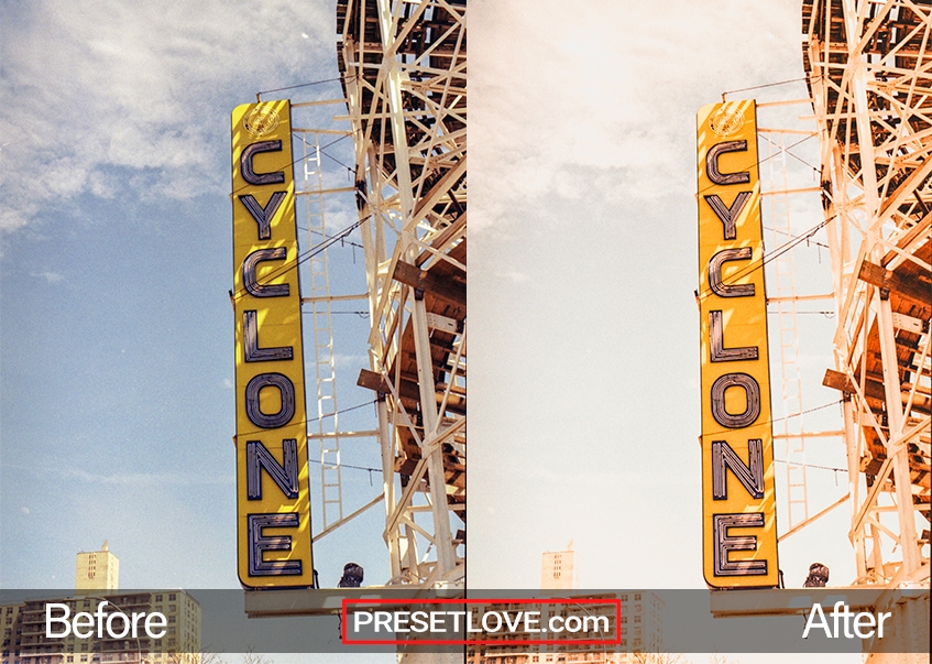 A retro signage of purple over yellow that says Cyclone