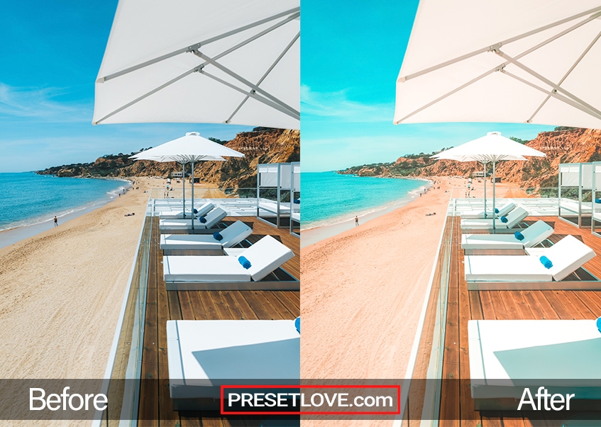 An Airy Summer Lightroom preset applied to a beach photo