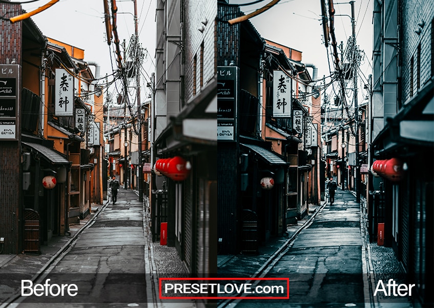 A dark and narrow street in Japan