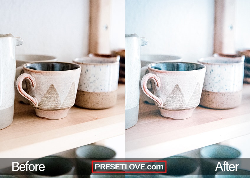 A ceramic teacup on the shelf