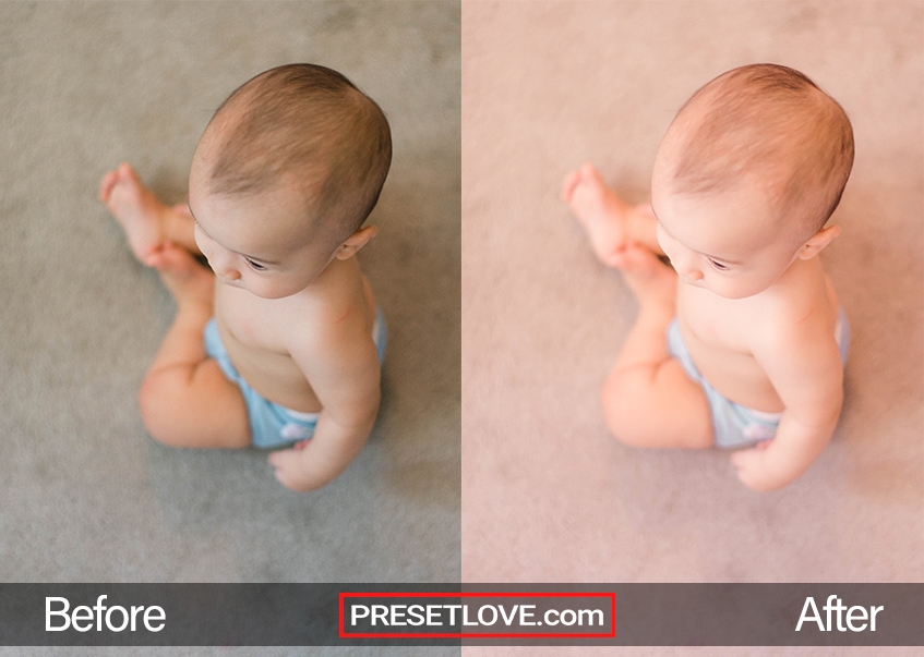 A top-view photo of a baby sitting down