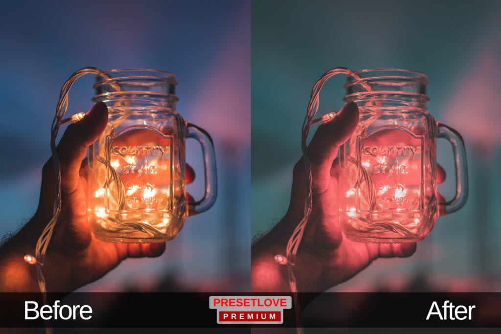 A matte photo of Christmas lights inside a mason jar
