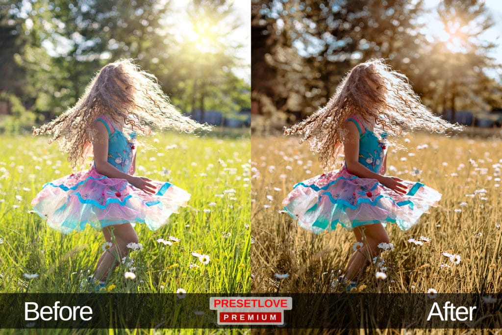 A magical photo of a girl playing in a field