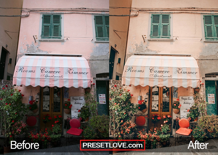 An enhanced photo of a shopfront using the Cinque Terre Lightroom travel preset