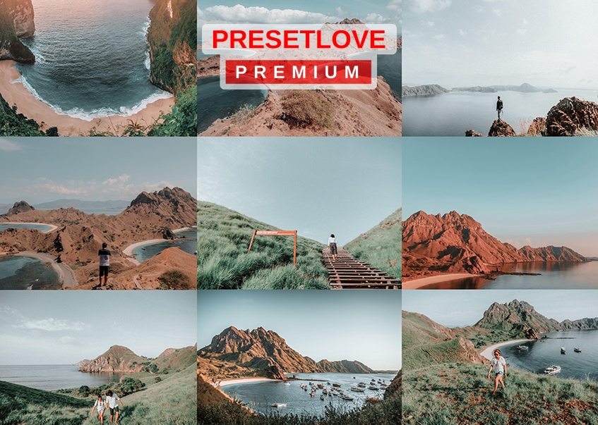 Featured premium preset by PresetLove, Coastal Breeze, showcasing a serene coastal landscape with soft, pastel hues and warm tones.