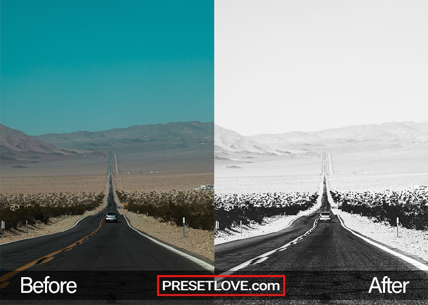 A brilliant black and white photo of a highway