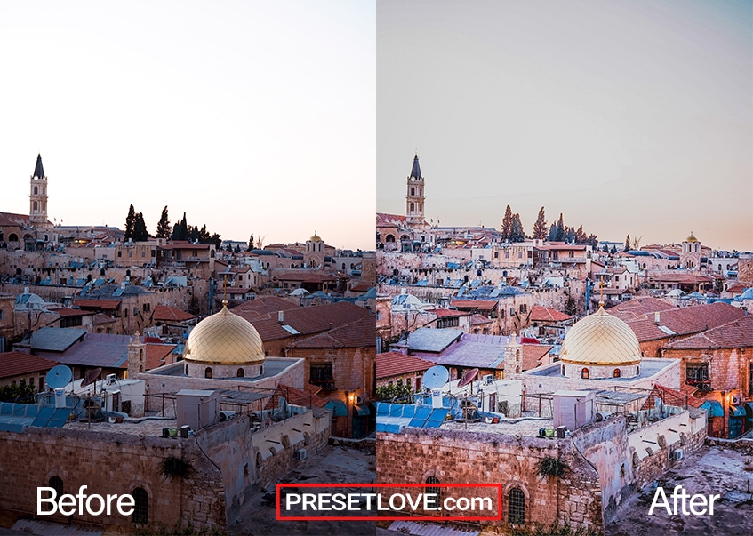 A vibrant HDR photo of a cityscape