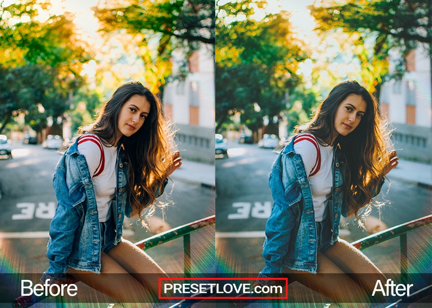 An elegant shot of a girl wearing a denim jacket