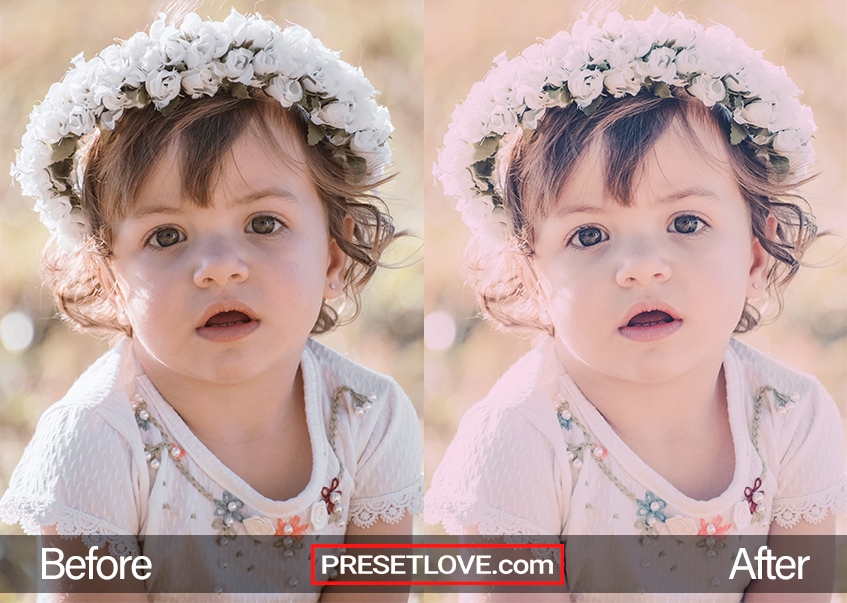 A soft pastel portrait of a baby with a floral headband