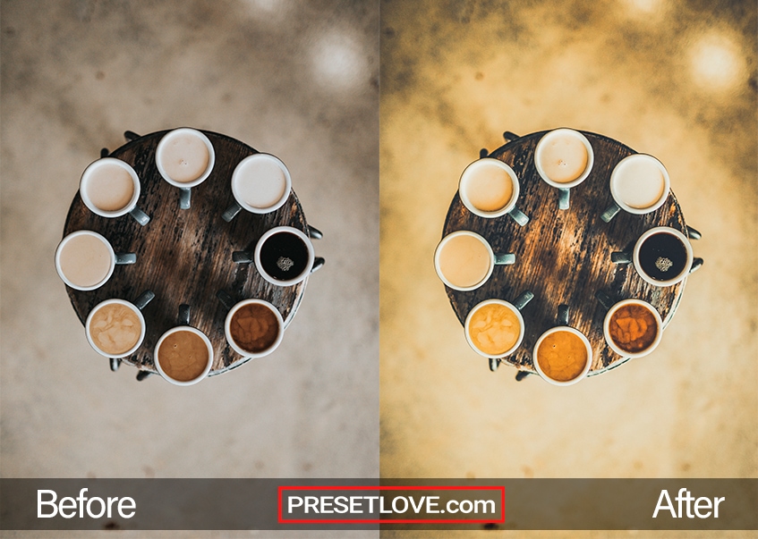 Before and after photo of Frothy preset by PresetLove, showcasing a soft and dreamy look with a matte finish and increased contrast.