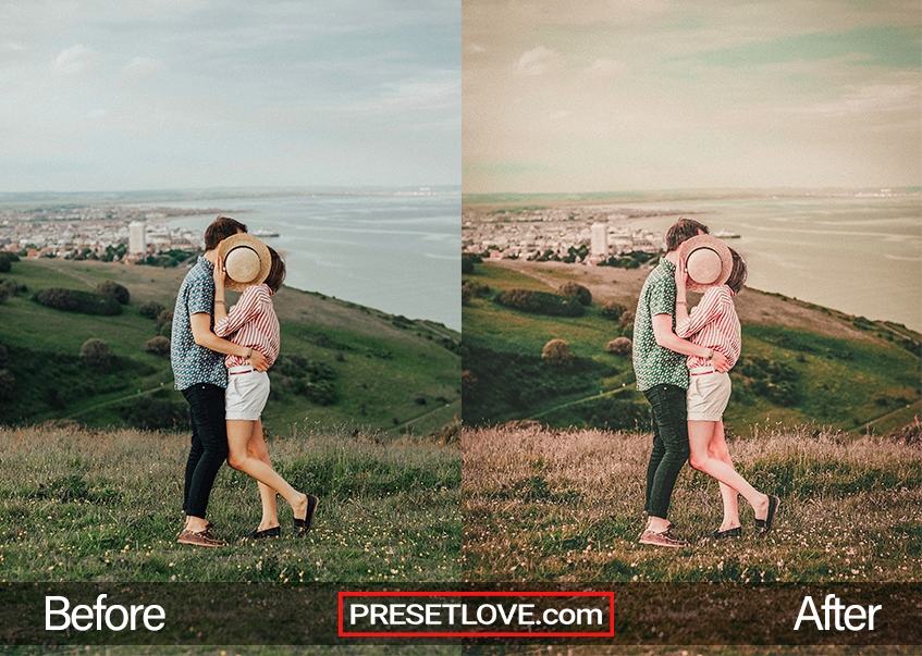 Before and after comparison of a photo edited with The One preset from PresetLove.
