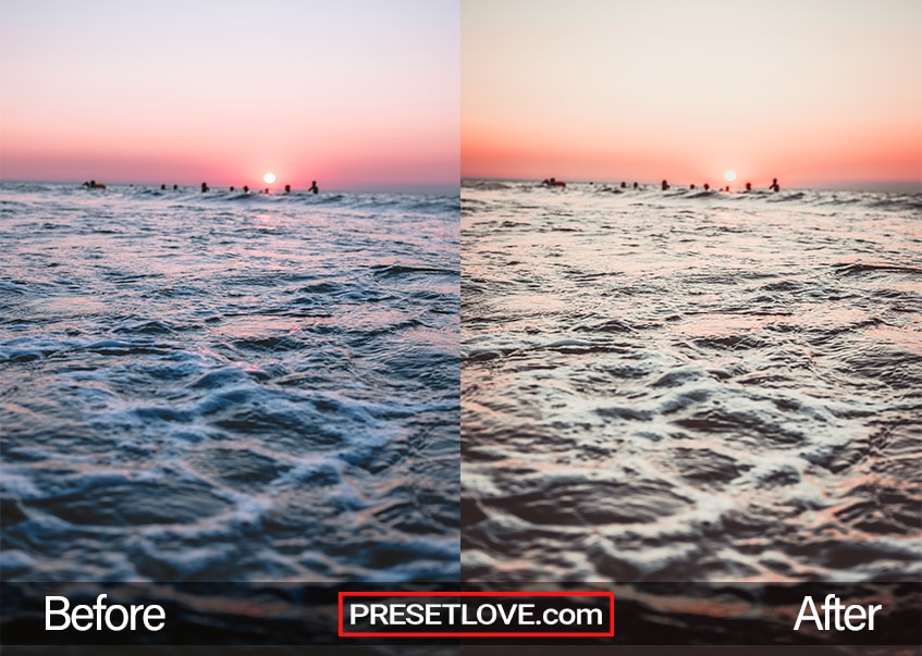 An immersive photo of a sunset over the ocean