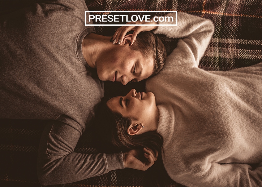 Paste Lovestory warm and moody Lightroom preset for couple, wedding, and engagement photograph