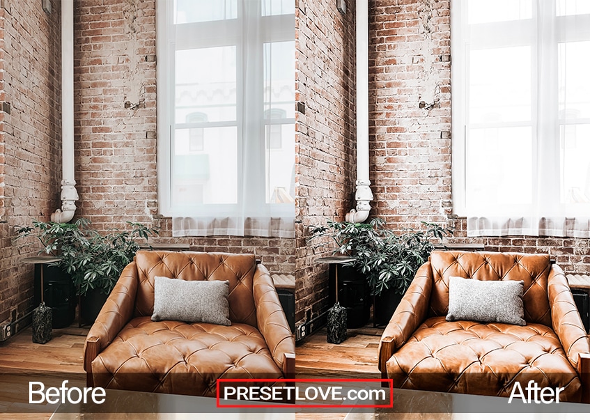 A brilliant photo of a living room with a brown leather sofa