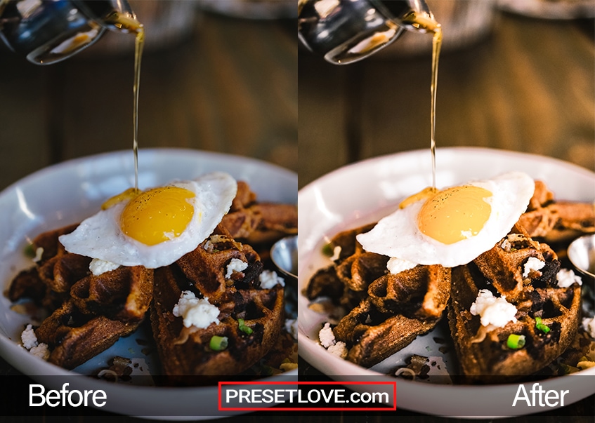 Honey being drizzles on top of a sunny side up egg