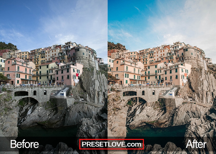 The Cinque Terre with a warm travel preset